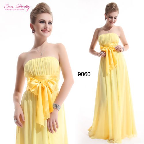 HE09060YL Sexy Yellow Long Evening Party Wedding Bridesmaid Dress