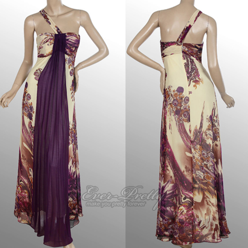 HE09356PP  Exquisite One Shoulder Floral Printed Long Evening  Dress 2013