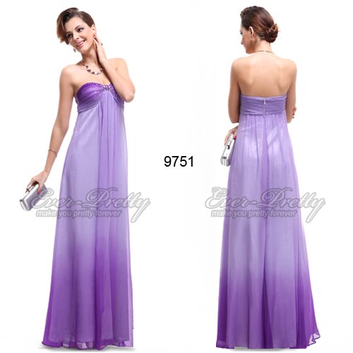HE09751PP Free Shipping Strapless Purples Rhinestones Ruffles Tencel Long Dress