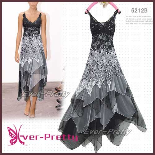 HE6212BWH Free Shipping Sexy Black and White Lace Long Dress