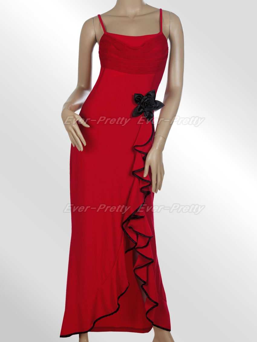 HE80679RD Free Shipping Formal Gown Red Dress Mesh And Flower Fashion Evening Dress