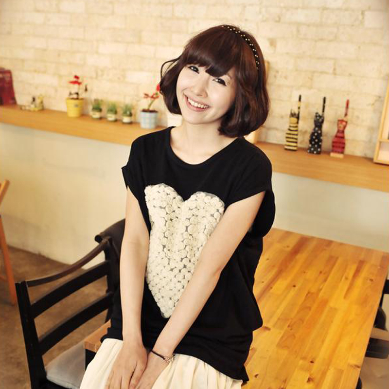 Heart maternity clothing summer fashion maternity t-shirt loose top thin