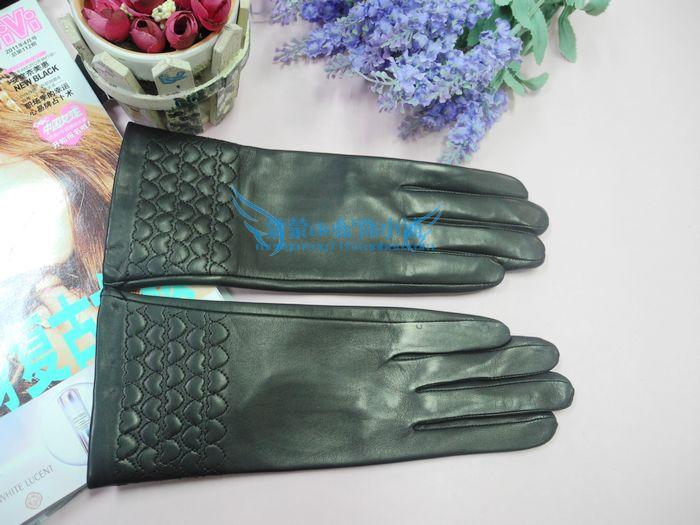 Heart suede leather gloves women's fashion autumn and winter genuine leather women's gloves thermal gloves
