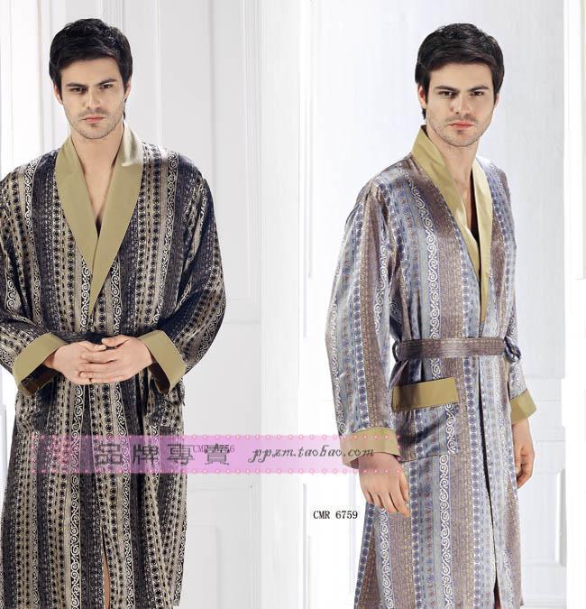 Heavy silk sleepwear luxury comfortable male shu wen lounge robe c6756