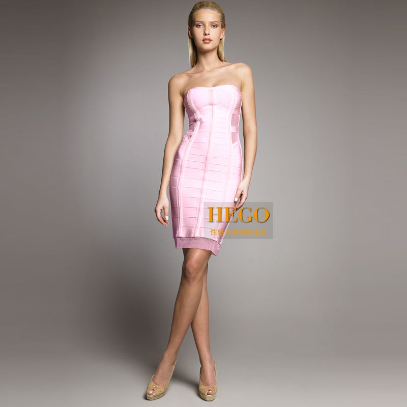 Hego 2012 fashion Pink sweet tube top dress bridal evening dress h269