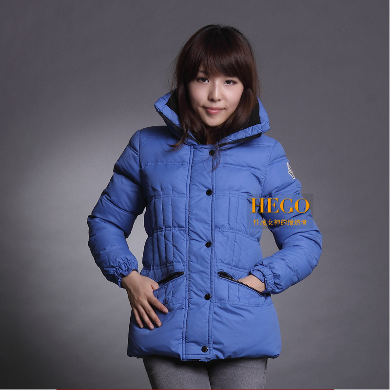 Hego thermal peter pan collar fashion windproof blue female short design down coat w005
