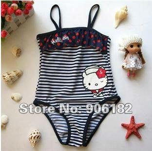 hello kitty bikini kids beachwear baby bikini girls cartoon swimsuit girl's beachwear  2 designs hot sale
