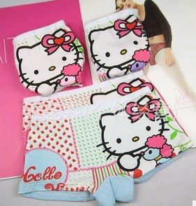 hello kitty cat printing Children's  cotton boxer underwear girls cotton pants for children free shipping12pcs/lot  kids pants 3