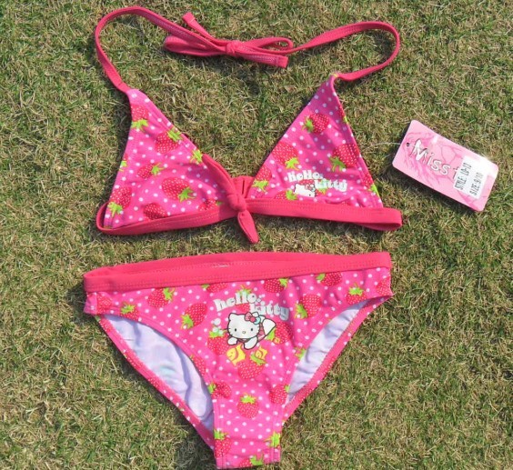 Hello Kitty Children swimsuit princess cute hot spring swimwear bikini two pieces girl's swimwear Free Shipping