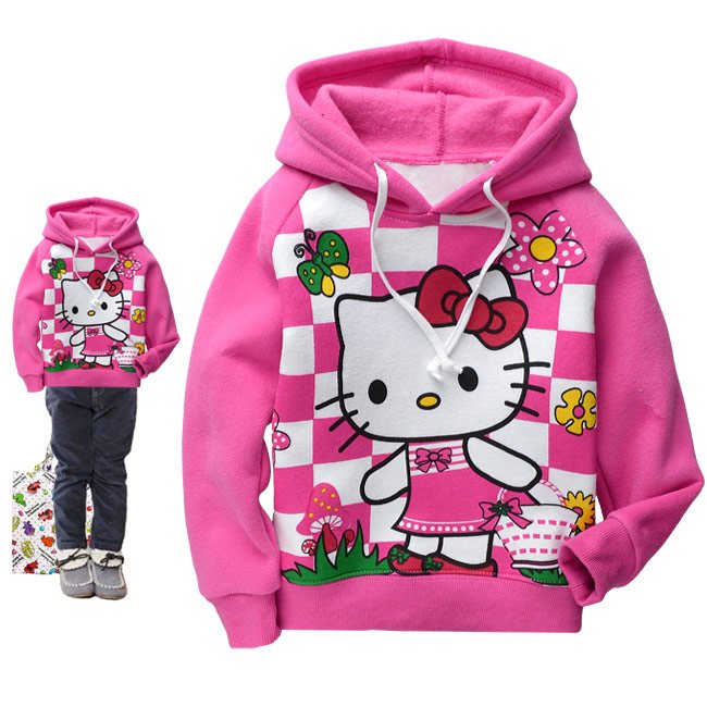 Hello kitty fashion girl's hoodies kids outwears children's hoodies jackets baby hoody sweatershirts 6pcs