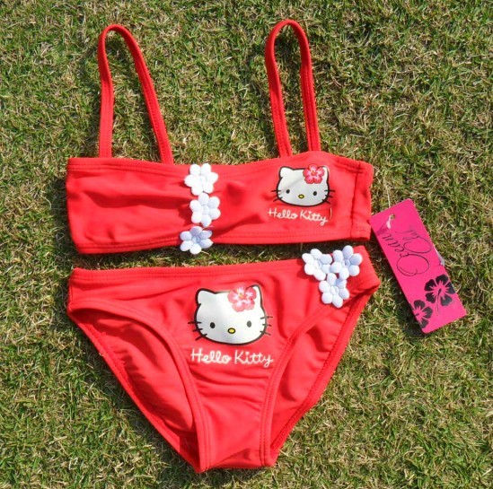 Hello Kitty Girl Bikini Kid Swimwear 2piecs/set top & swimskirt Swimsuit 5 sizes girls gift