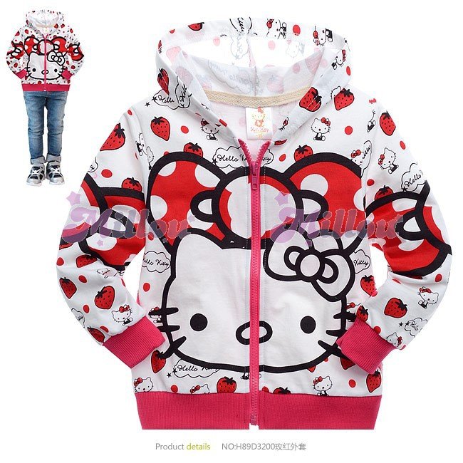 Hello Kitty  Hoodies Children's Jackets Sport  Clothes For Baby Girls Free Shipping