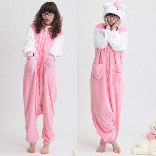 hello kitty sleepwear women's family pajama sets women sleepwear velvet with Hoody Coral fleece fabrics