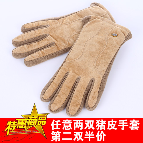 HENG YUAN XIANG Women plus velvet thickening winter genuine leather gloves thermal pigskin gloves 18162
