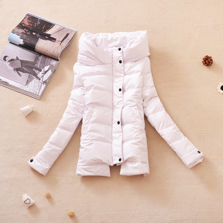 high collar white PU leather coat, cheap price cotton-padded jacket,winter warm jacket clothing