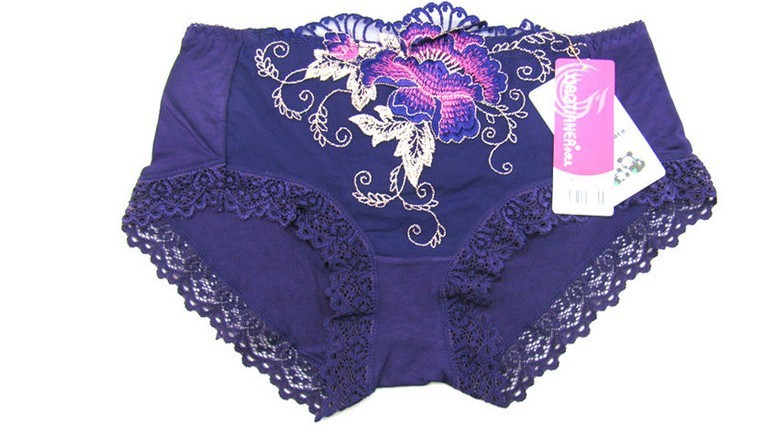 High-End Embroidery Bamboo Fiber Lace Underwear(12 colors)  Free Shipping