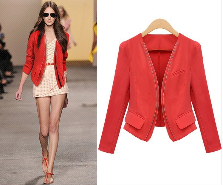High-End Women`s Outerwear New Fashion Europe Style Formal Shirt Coat Unique Double Breasted Overcoat Black Red Color