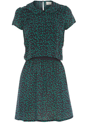 high fashion fashion elegant blackish green dot decorative pattern waist one-piece dress !