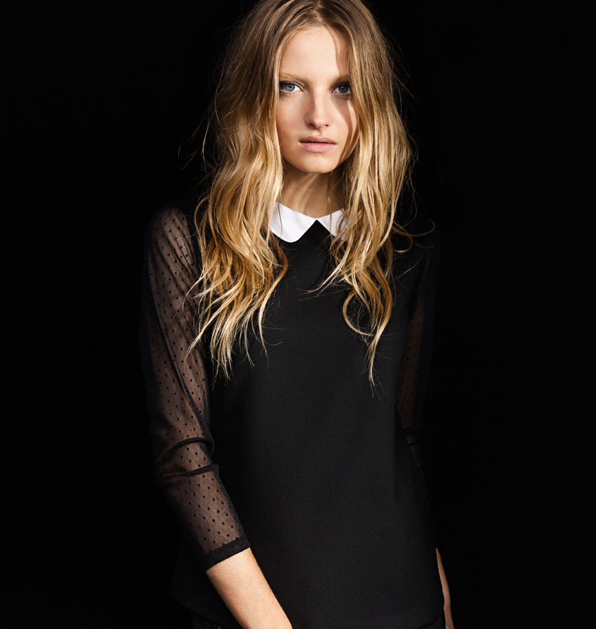 High fashion lace  women lady blouse top with 3/4 sleeve