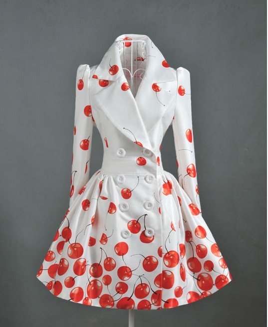 high-grade! autumn clothes, Red Cherry,free ship!  women's Trench, quality windbreaker