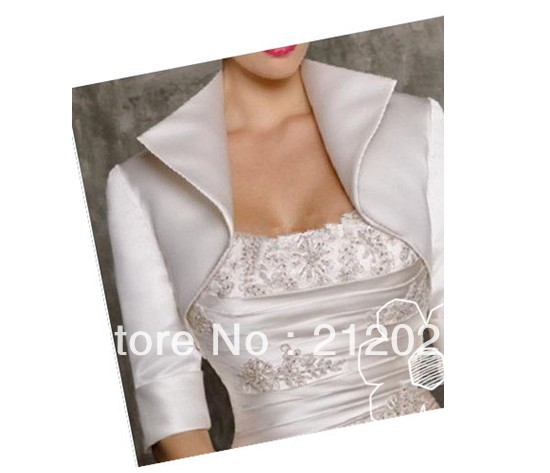 High Neck Three Quarter sleevees 2013 Satin Free Shipping Wedding Accessories Bridal Shawl Wrap Bolero Jacket Wedding Dress