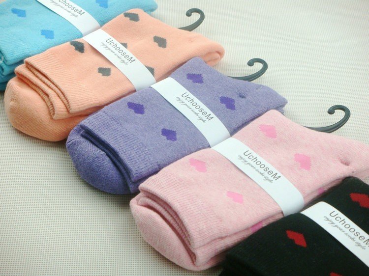 High quality 10pairs/ lot South Korea style fashion loving heart sock pure cotton thick socks free shipping dw2011