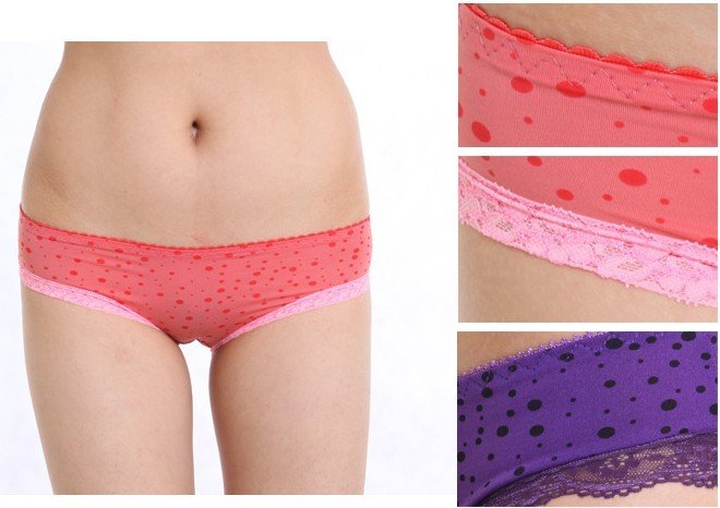 High Quality 12pcs/lot LADIE'S FASHION DOT PANTY SEXY BRIEF WITH LACEPush Up BREAST RHONDA SHEAR AHH