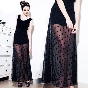 High Quality  2012 Lastest Fashion Sleeveless Polka Dot dress bohemian long dress Tank dress Sexy vest dress  Size:S/M/L