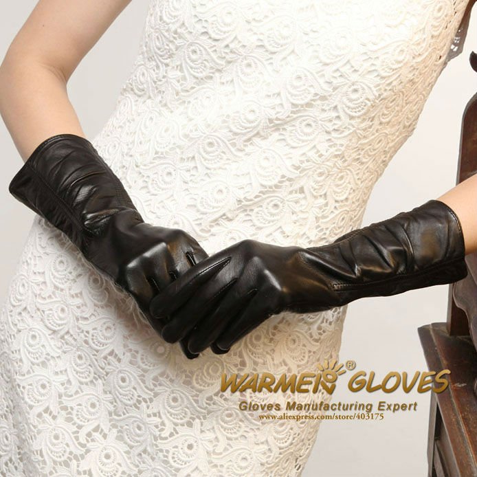 High quality 2012 NEW style  Wholesale ladies long leather gloves,opera gloves (L106NC)