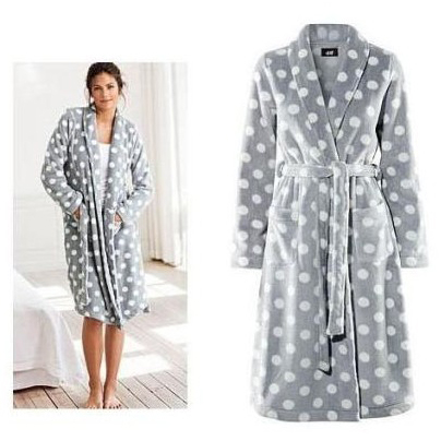 HIGH QUALITY/2012  winter soft coral fleece polka dot female bathrobes ,ladies robe