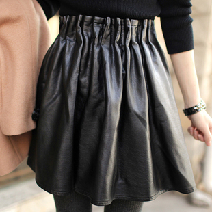High quality 2013 - - high quality all-match pleated leather skirt bust skirt freeship dropship