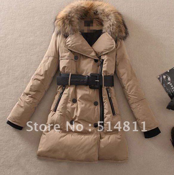 High-quality 2013 winter luxurious real fur collar women medium-long down coat fashion down jacket free shipping
