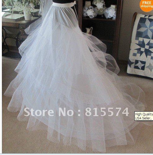 High Quality 4 Tier Wedding Crinoline Petticoat w/Train wedding dress Bridal Accessories