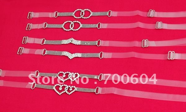 High quality adjustable silicone rhinestone hearts underwear baldric sexy  shoulder bra strap, original factory supply