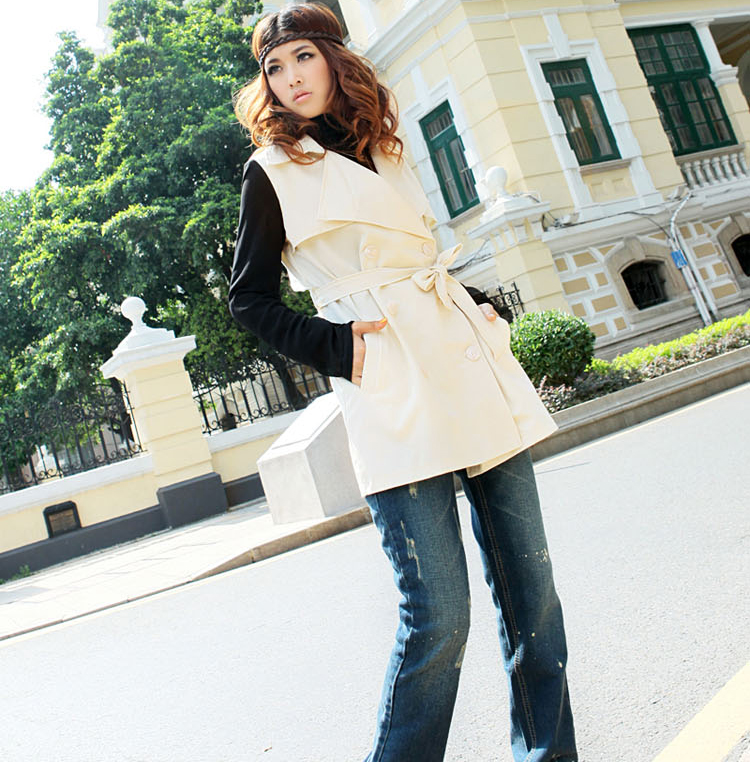 High quality amw 2012 spring new arrival female suit collar chiffon patchwork long-sleeve double breasted trench ww1587