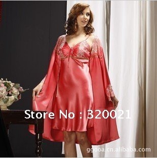 High quality and fashion sexy woman silk condole belt pajamas nightgown two-piece outfit