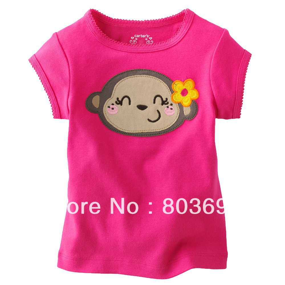 High quality baby girl short sleeve tshirt , free shipping children summer top ,girl monkey popular tee  5644