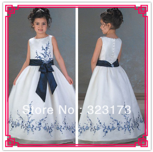 High Quality Ball Gown Scoop Organza Floor Length Discount White Dress