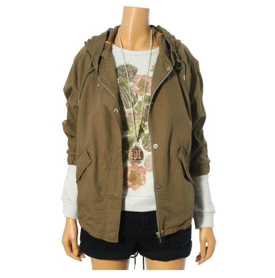 High quality batwing sleeve casual outerwear with a hood multicolour trench