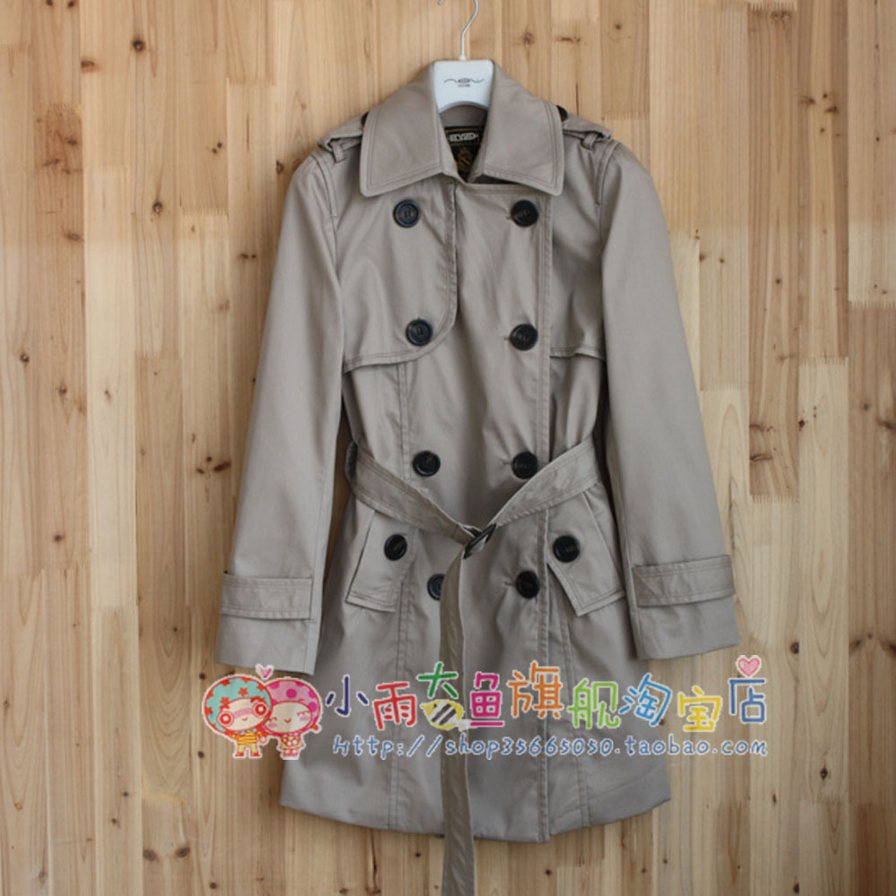 High quality bear ELAND style classic british style double breasted elegant slim medium-long trench khaki