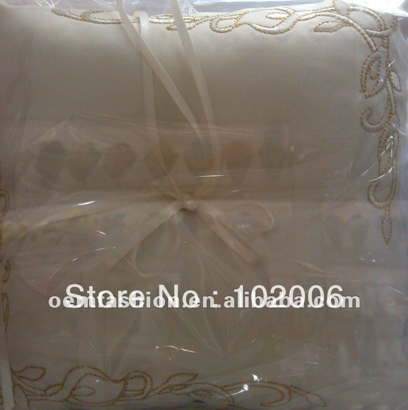 High Quality Beautiful Elegance Wedding Bridal Embroidery Ring Pillow Cushion R003 free shipping