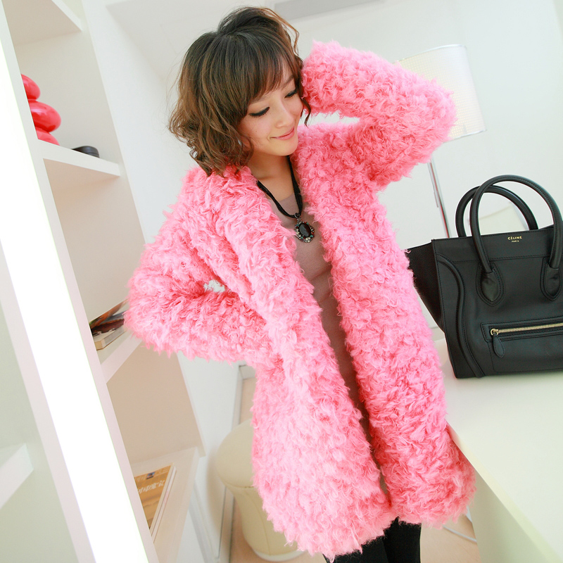 High quality berber fleece cotton overcoat medium-long long-sleeve plus size circle plush outerwear
