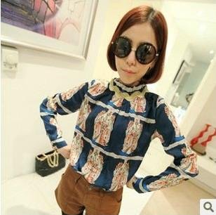 High quality  blouses in 2013 Vintage Floral owl chiffon shirt  YL20545268748