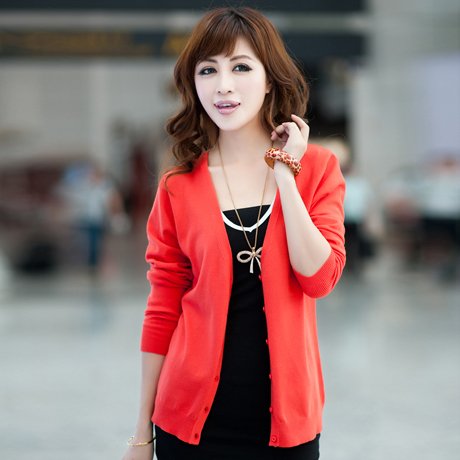 High Quality Brand Lady's Knitted Solid Color Long Sleeve V Neck Cardigan Sweaters,cardigan outerwear,17 colors,Size:XS/S/M/L/XL