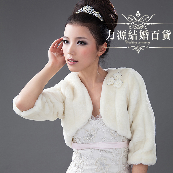 High quality bride dress fur jacket wedding wool thickening faux fur bolero long sleeve