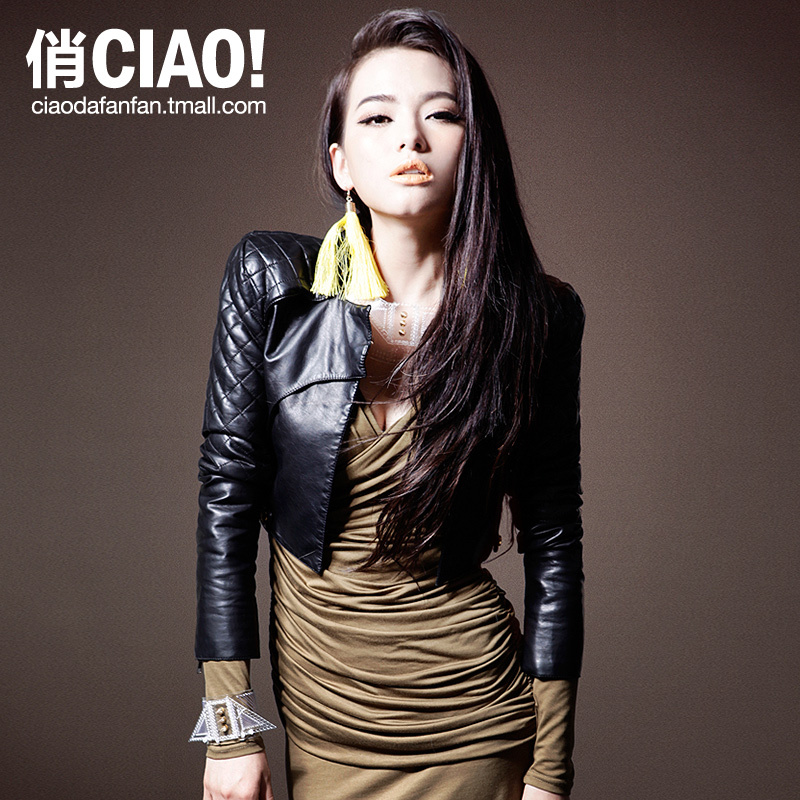 High Quality Ciao ! 2013 autumn new arrival fashion motorcycle short design PU clothing personality slim women's coat