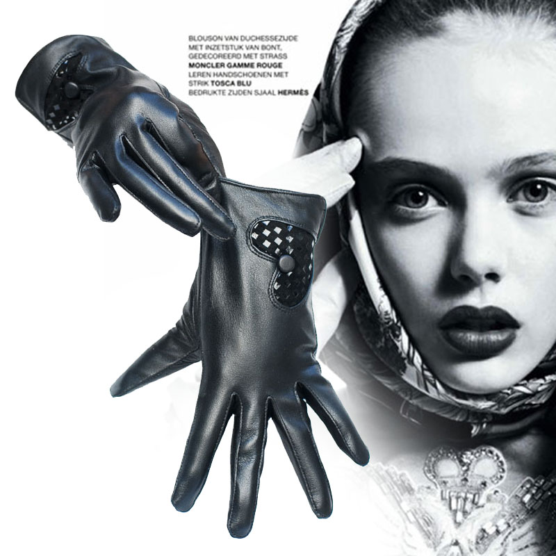 High quality cotton sheepskin thermal women's sheepskin genuine leather gloves 051 Free Shipping