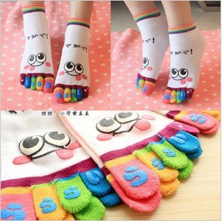 High Quality Creative cartoon toe socks short paragraph Ms. Cotton Toe socks cute cotton socks smiley models
