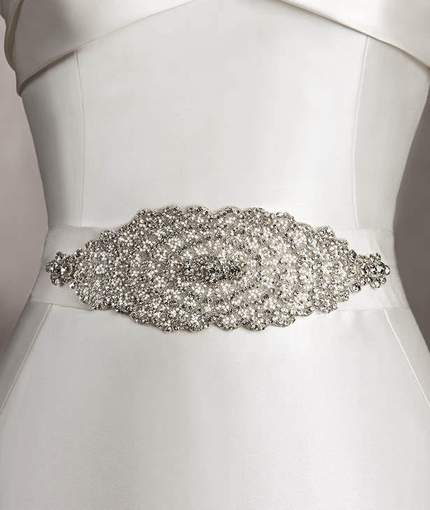 High Quality Custom Made With Flower Beaded Crystal Wedding Accessories Belt Bridal Waistband