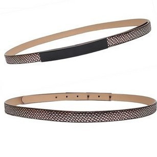 High quality delicate ol genuine leather serpentine pattern women's belt decoration strap e007